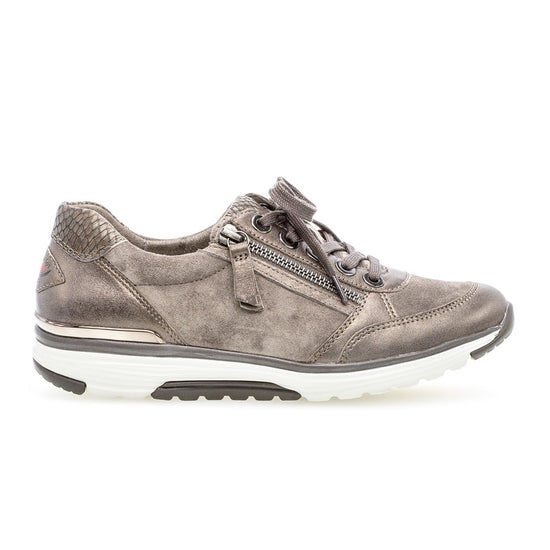 Gabor rolling soft shoes Shiny Gray 36.973.33 נעל סניקרס עם ריצ'רץ' עור  צבע אפור מבריק נשים