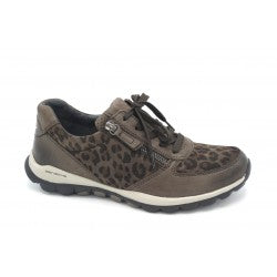 Gabor rolling soft shoes Brown 36.968.60 נעל סניקרס עם ריצ'רץ' עור מנומר צבע חום נשים