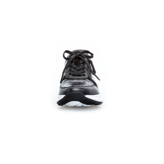 Gabor rolling soft shoes Black 36.905.97 נעל סניקרס עם ריצ'רץ' דמוי עור תנין צבע שחור נשים